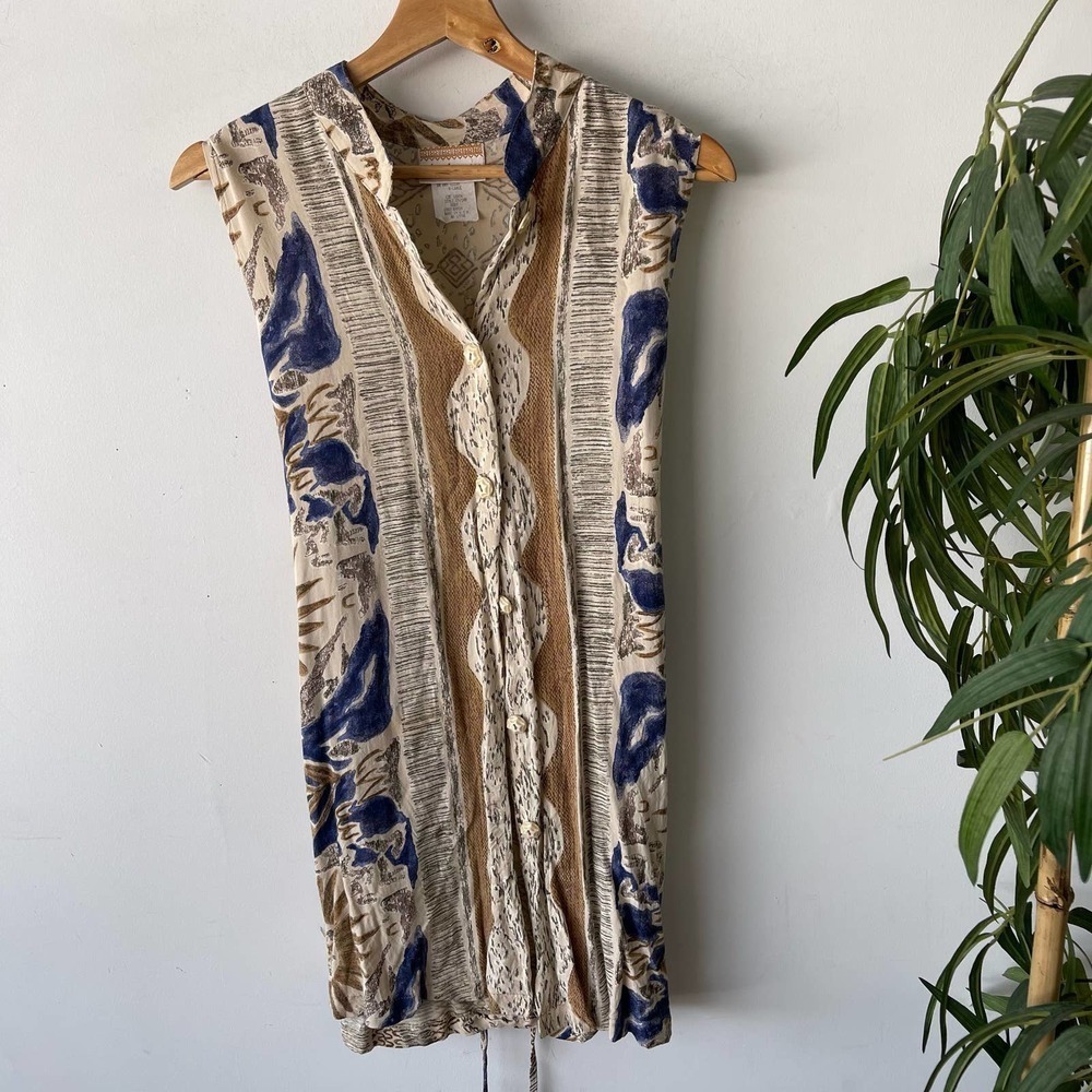 Vintage Anthony Mark Hankins Tunic Womens XL Brown Boho Western Safari